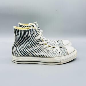 Converse Shoes Womens 7 Blue Zebra Print Chuck Taylor All Star High Top Sneakers